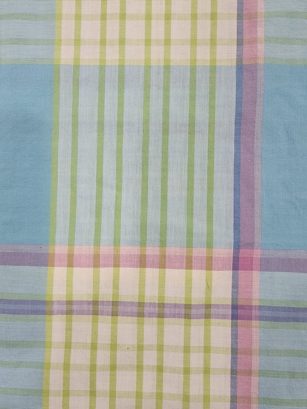 Designers Guild Pastel Plaid Twin/XL Duvet Cover Pink Blue Green Cotton Retro